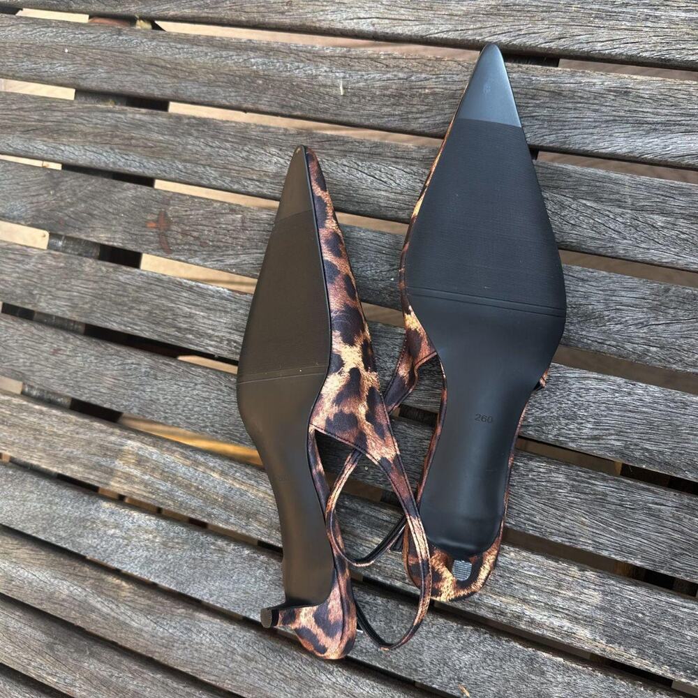 Source Unknown Lafu Leopard Print Satin Slingback… - image 7